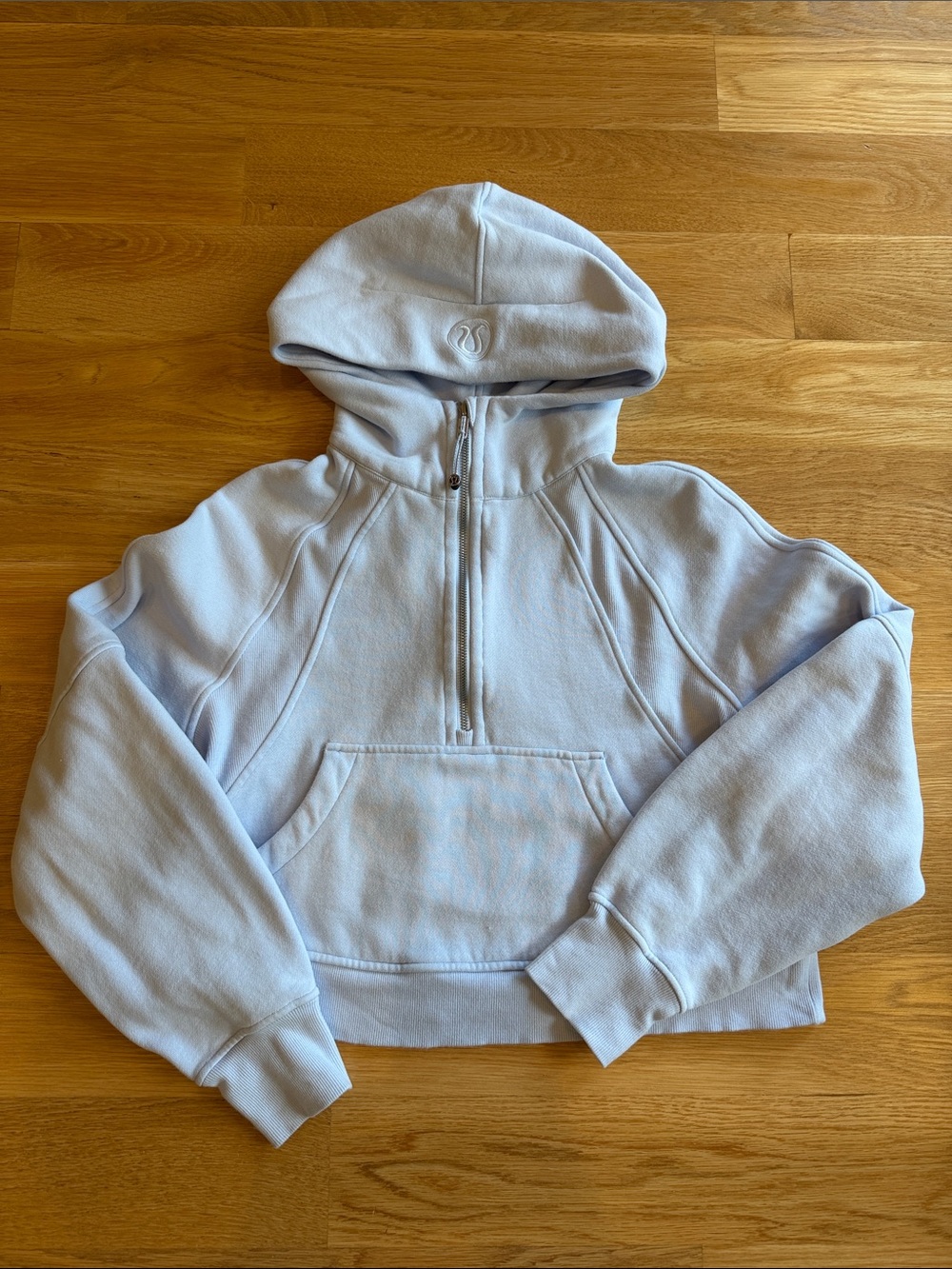 Lululemon Light Blue Hooded Half-Zip Sweatshirt with Logo